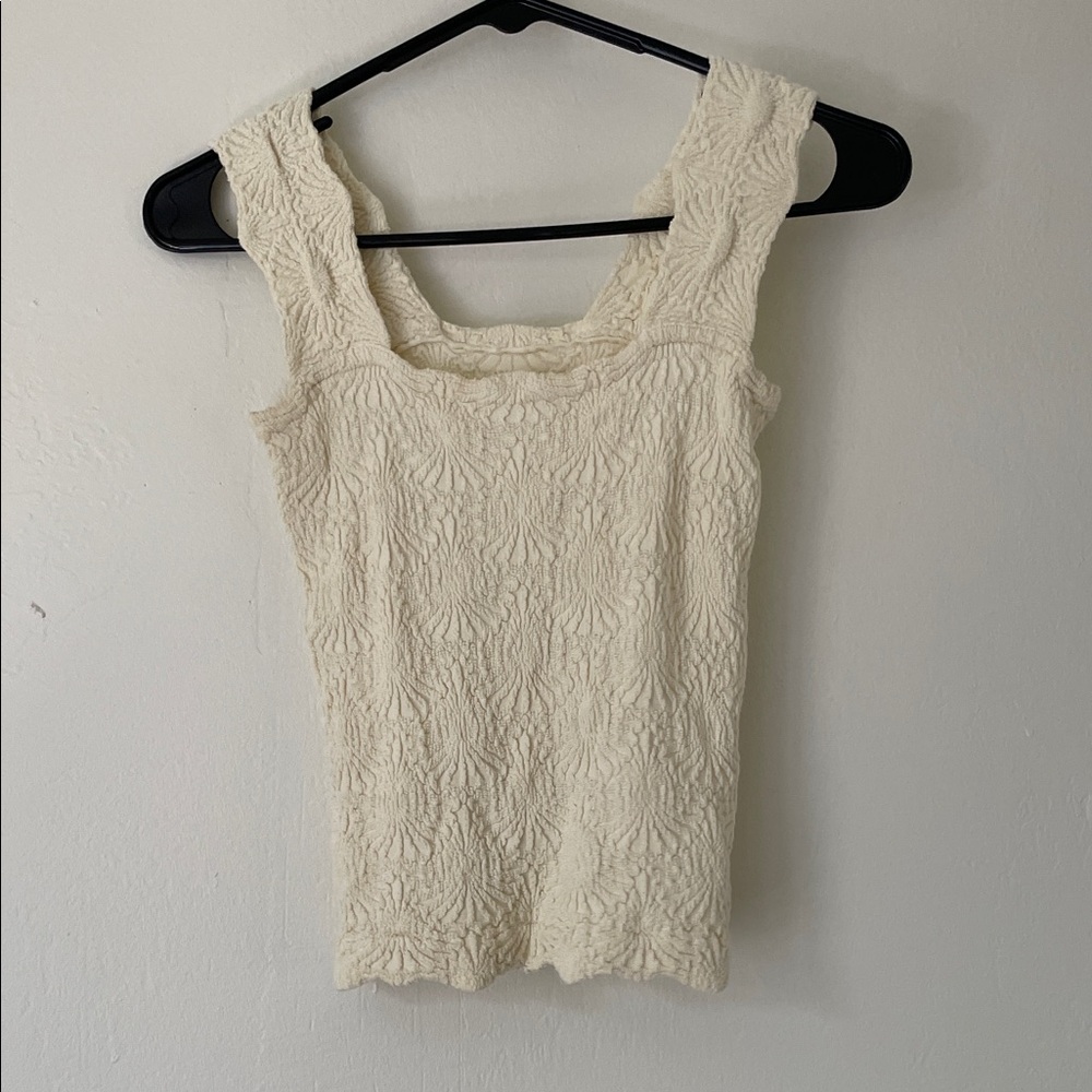 Free People Cream Textured Tank Top